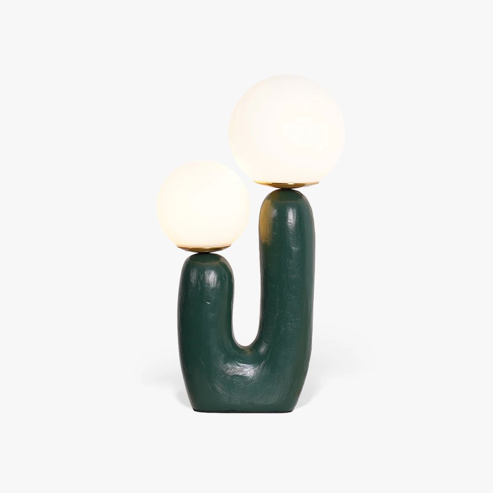 Contemporary Resin Table Lamp – Glass Globe Shade