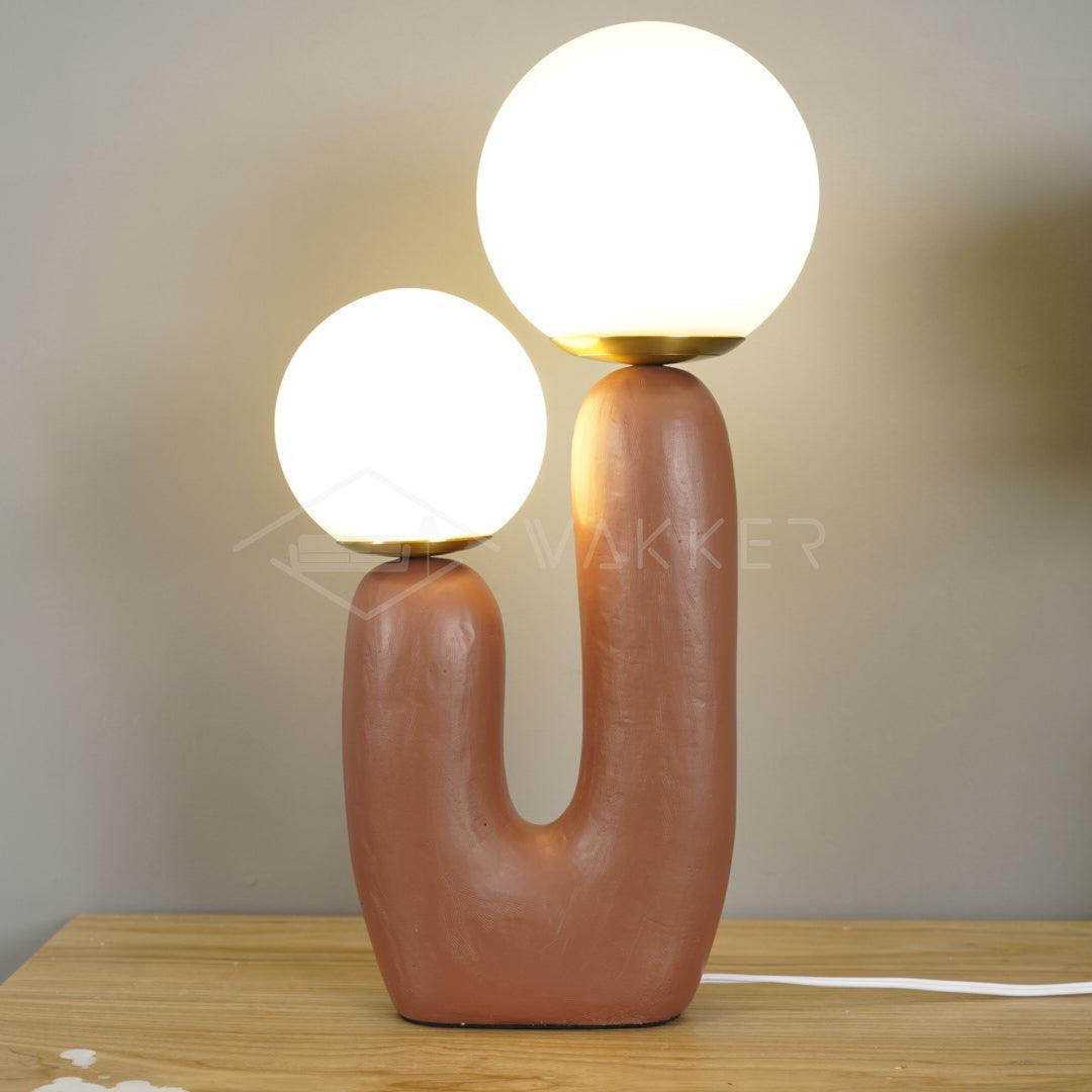 Contemporary Resin Table Lamp – Glass Globe Shade