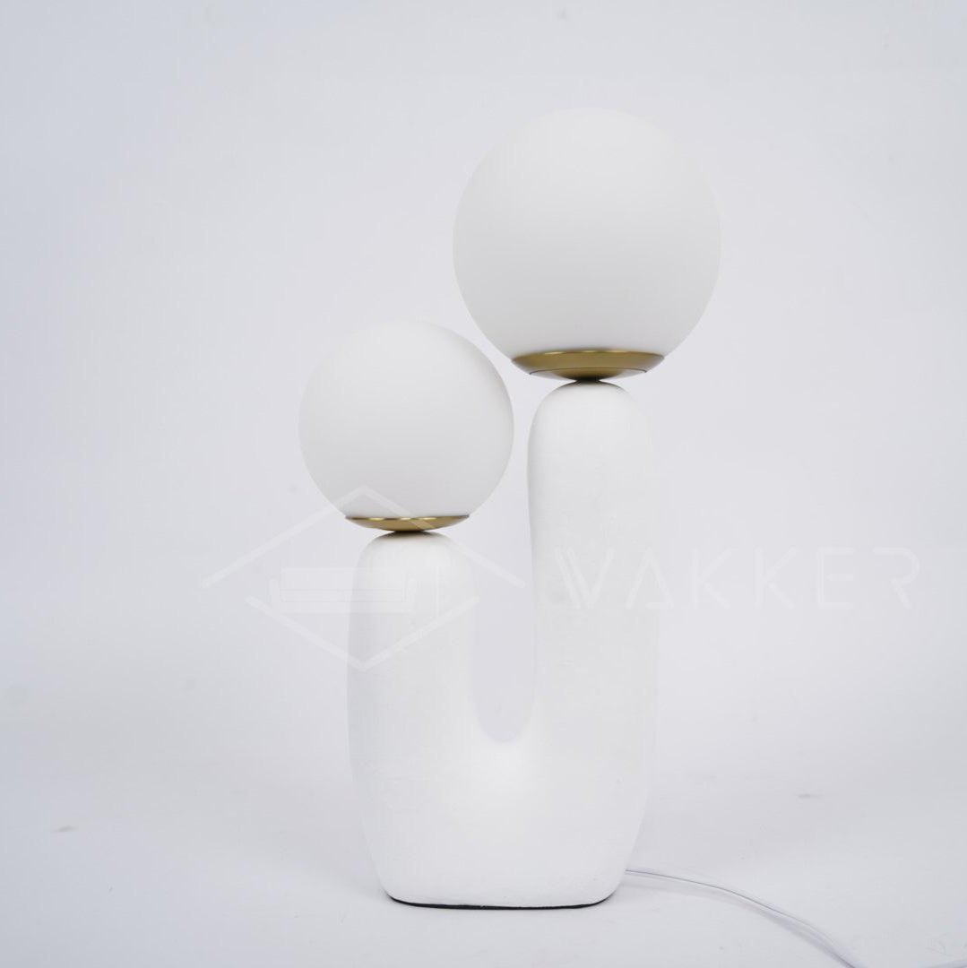 Contemporary Resin Table Lamp – Glass Globe Shade