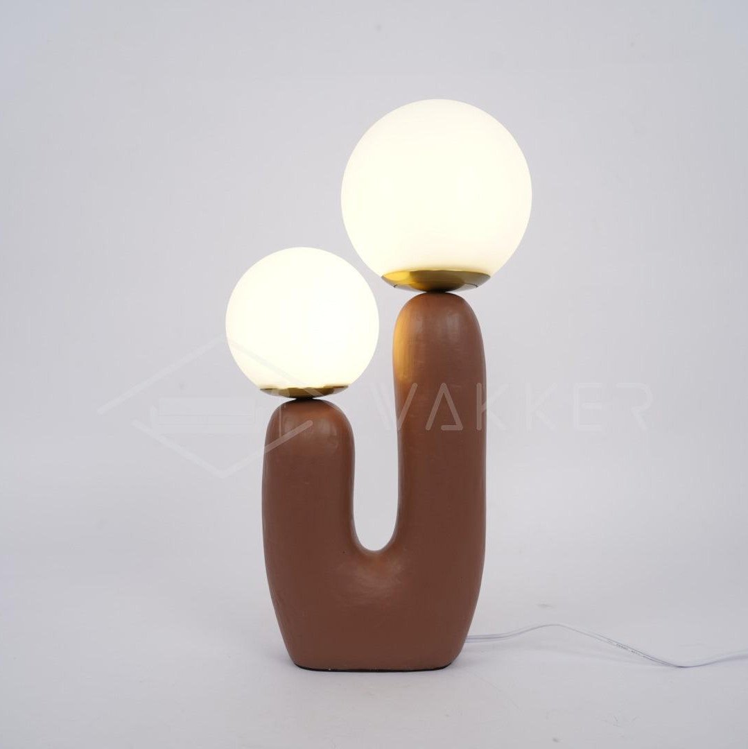 Contemporary Resin Table Lamp – Glass Globe Shade