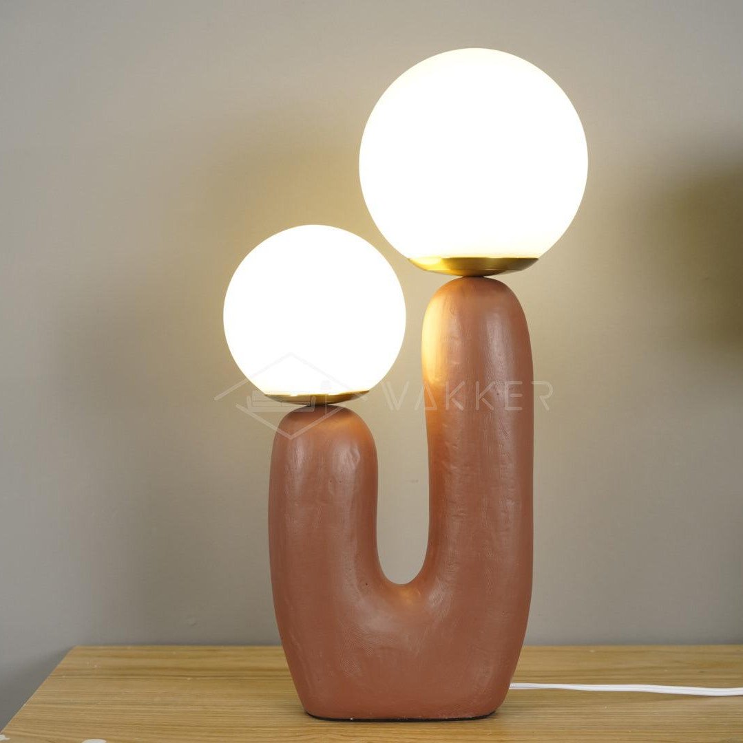 Contemporary Resin Table Lamp – Glass Globe Shade