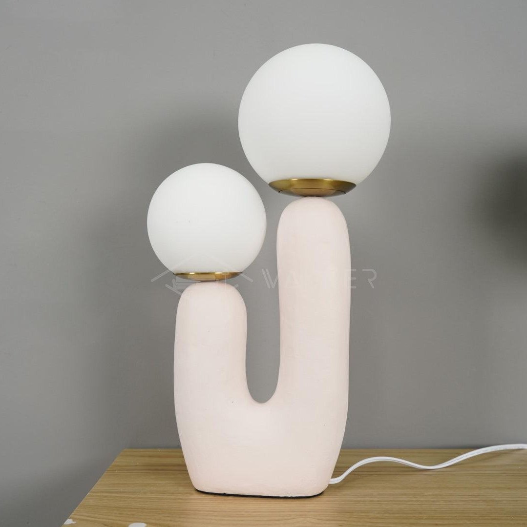 Contemporary Resin Table Lamp – Glass Globe Shade