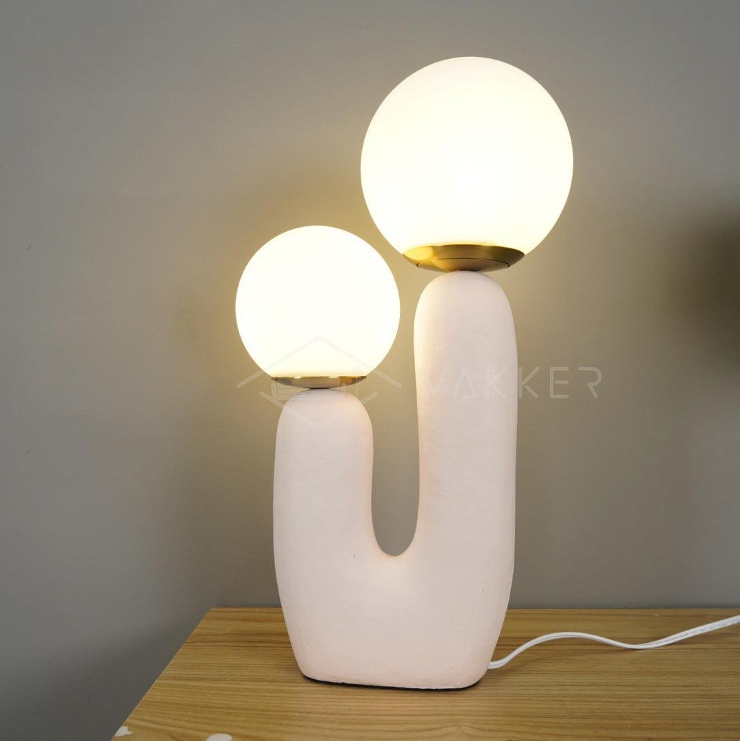 Contemporary Resin Table Lamp – Glass Globe Shade