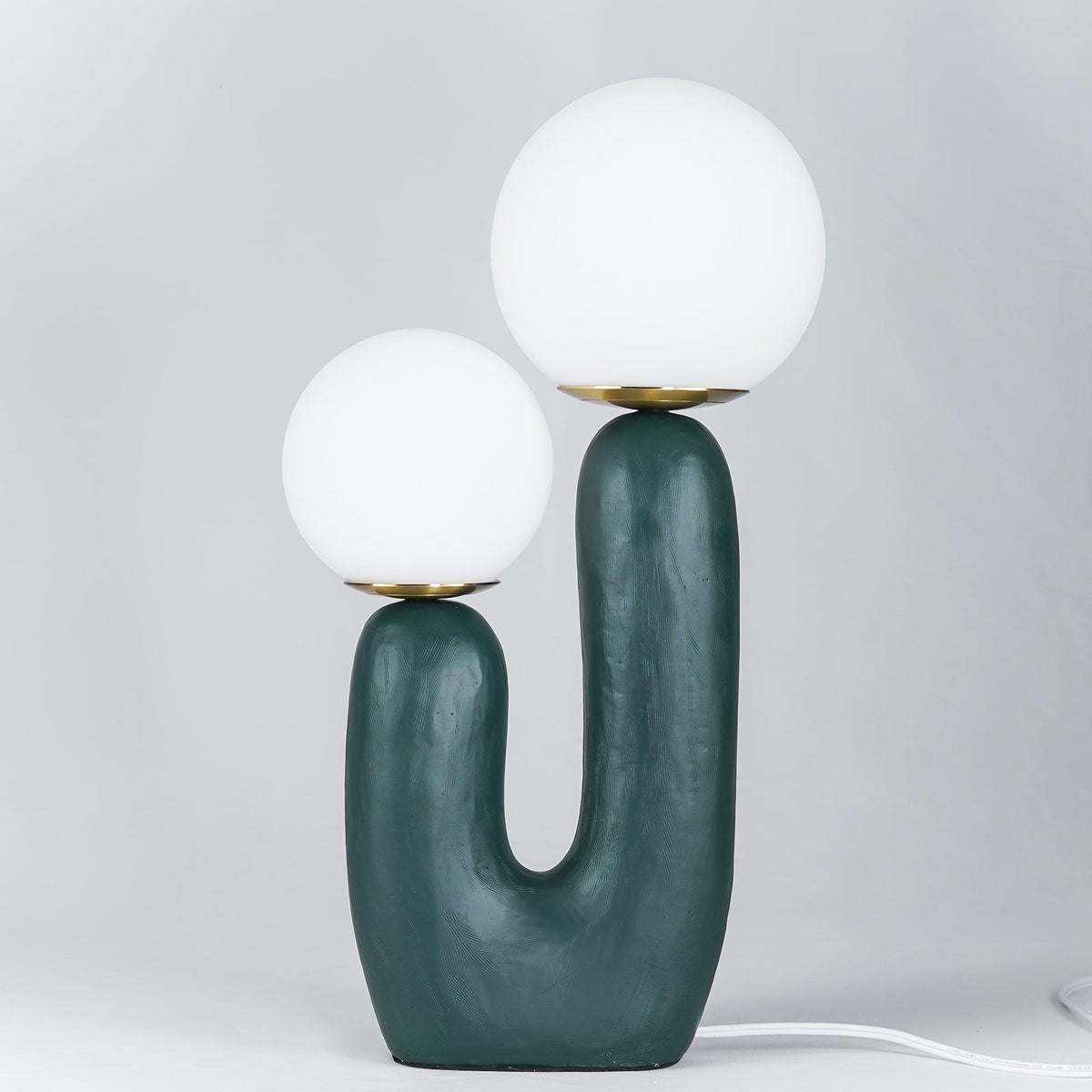 Contemporary Resin Table Lamp – Glass Globe Shade