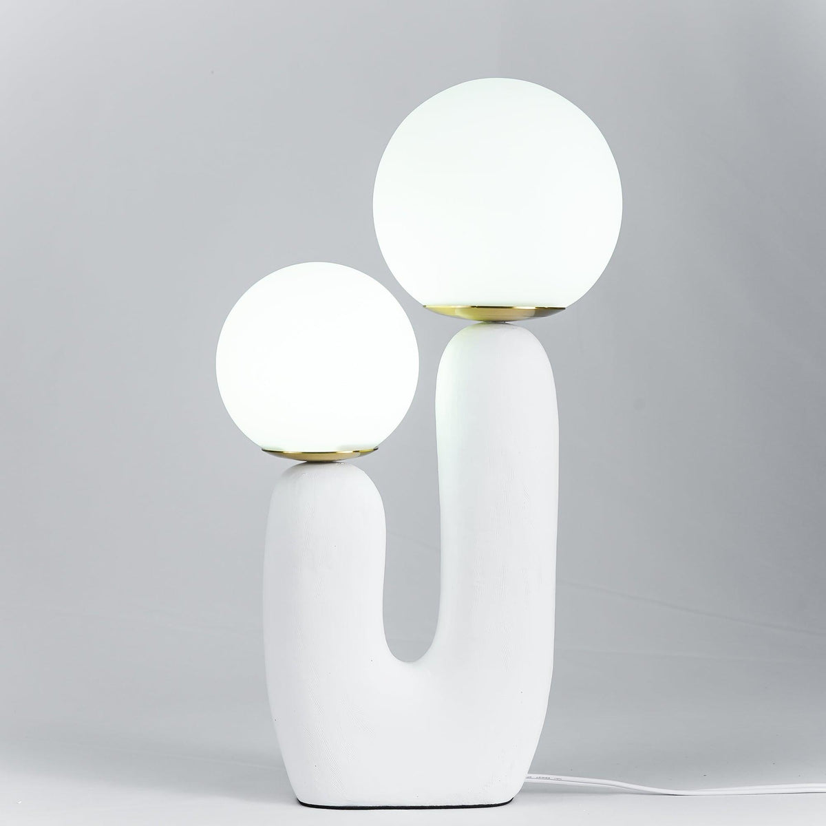 Contemporary Resin Table Lamp – Glass Globe Shade