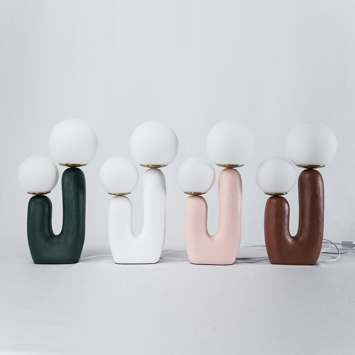 Contemporary Resin Table Lamp – Glass Globe Shade