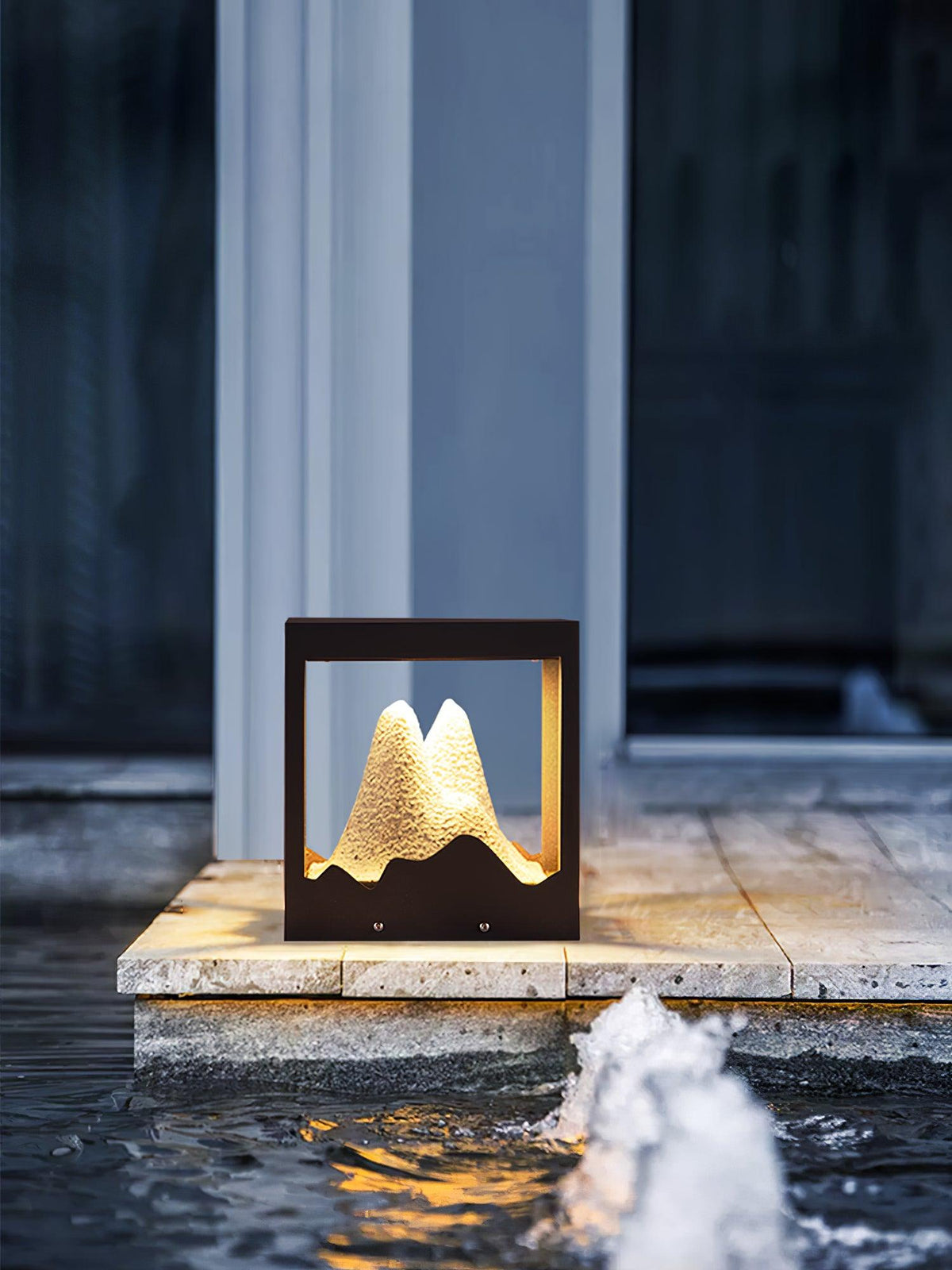 Unique Black Garden Light – Mountain Solar Light for Patio