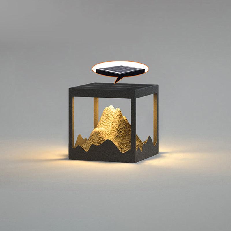 Unique Black Garden Light – Mountain Solar Light for Patio