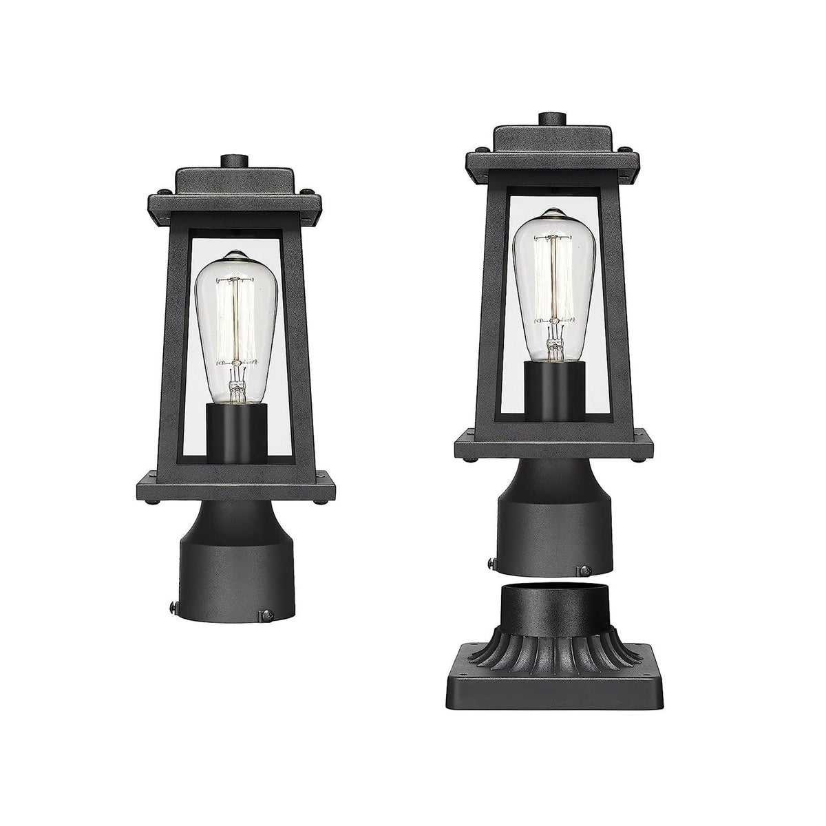 Classic Black Lantern Post Light – Glass Post Top for Yard