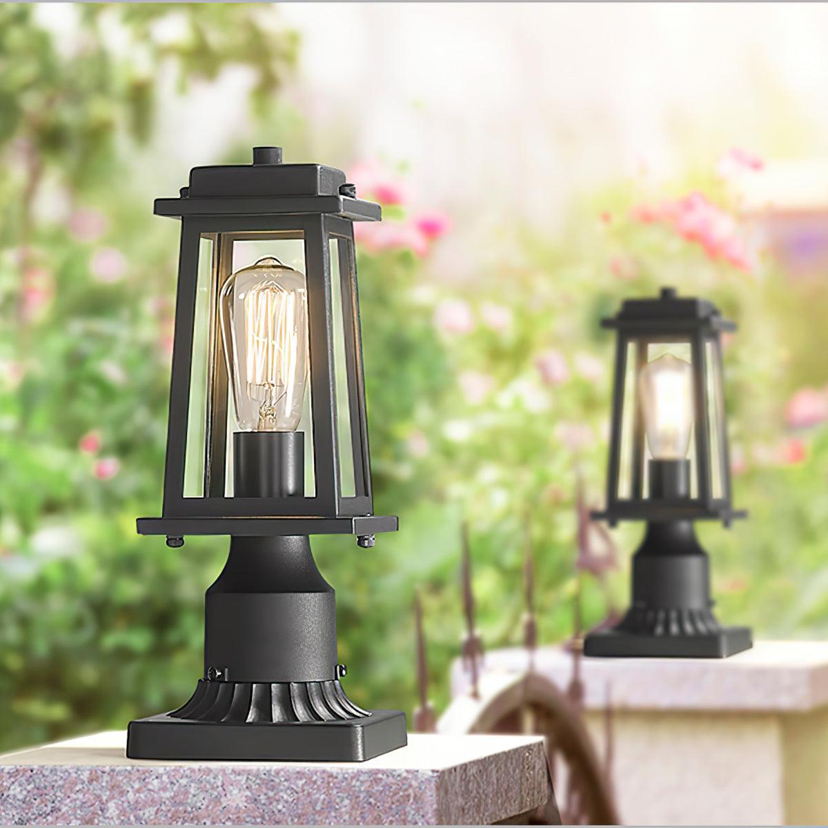 Classic Black Lantern Post Light – Glass Post Top for Yard