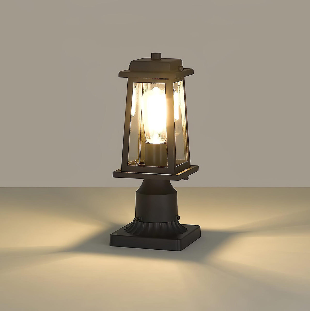 Classic Black Lantern Post Light – Glass Post Top for Yard