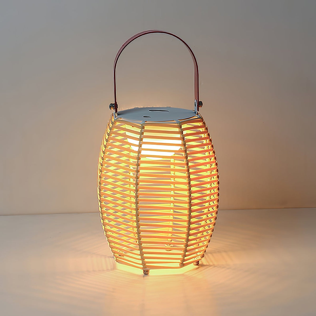 Boho Rattan Lantern Table Lamp – Cordless Lamp for Patio