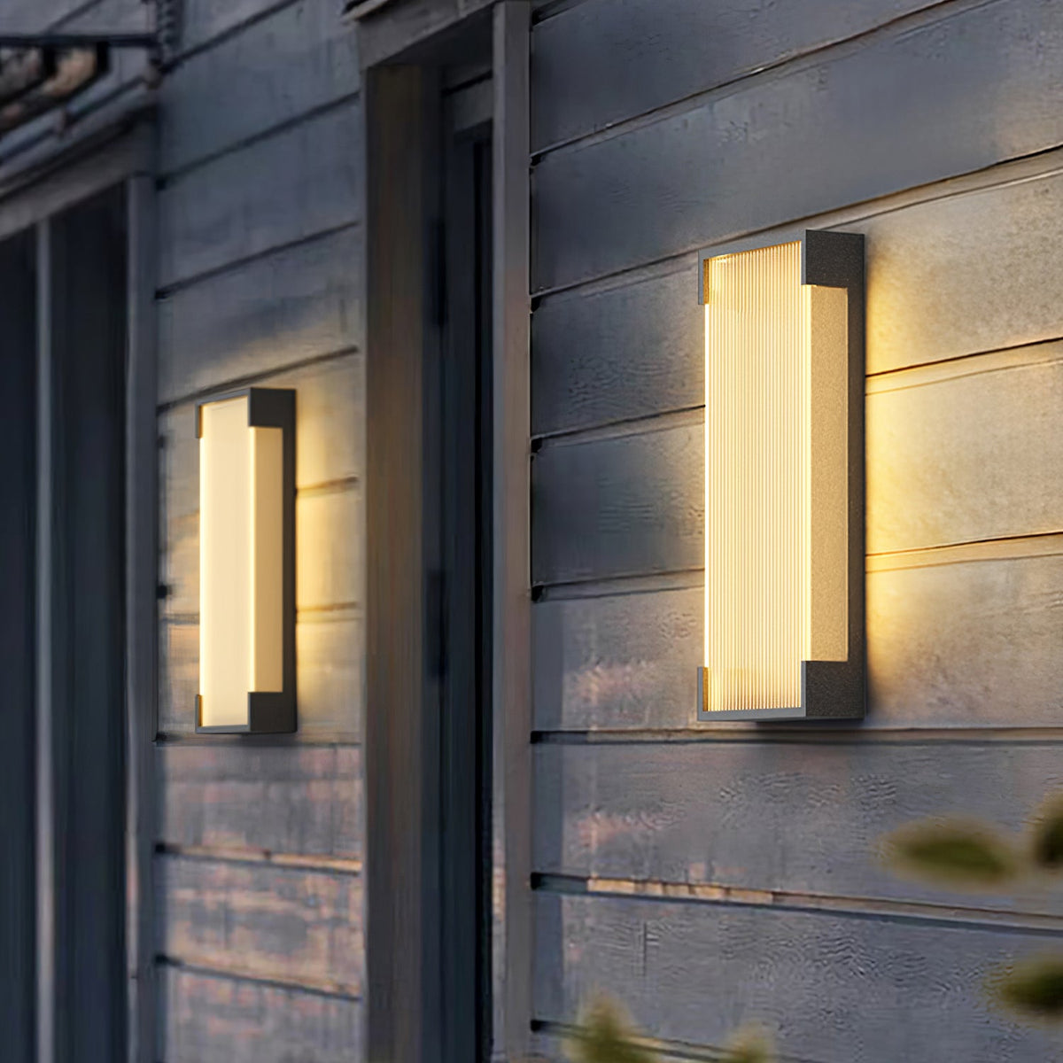 Modern Black Rectangle Wall Light – Ribbed Sconce for Porch