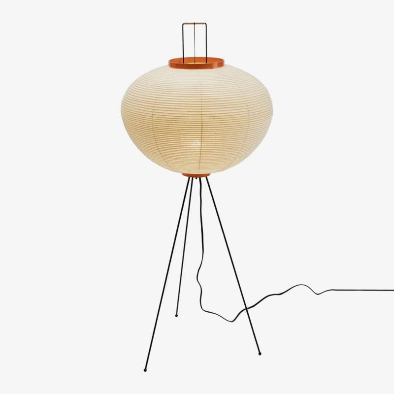 Japandi White Rice Paper Floor Lamp – Bamboo Rib
