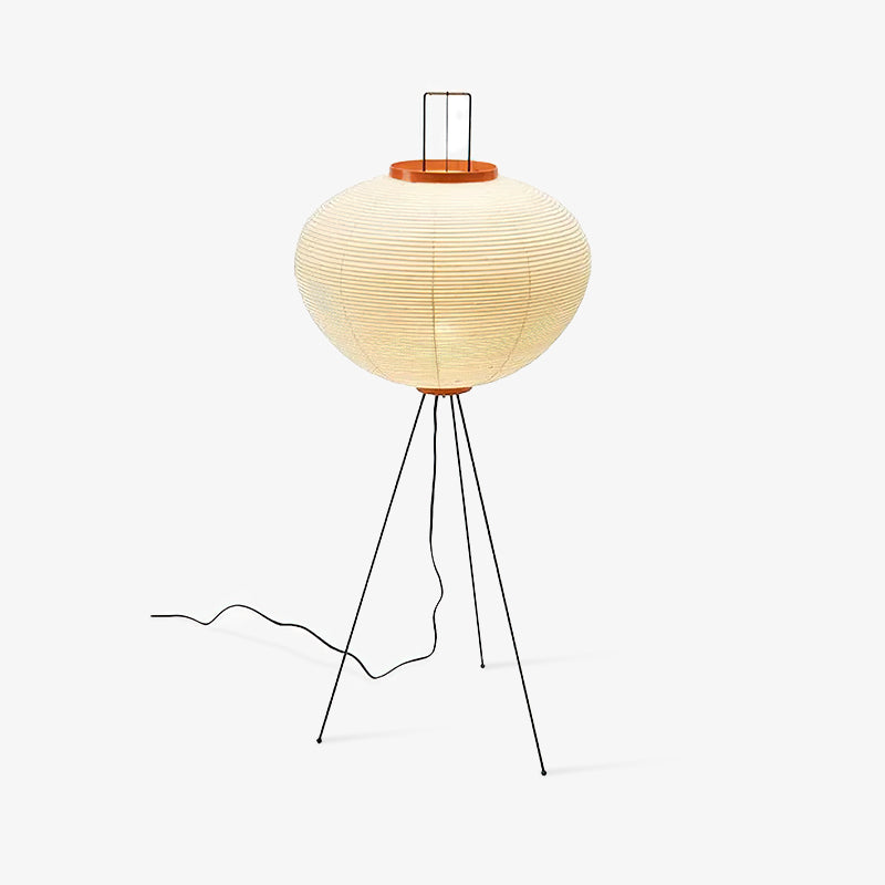 Japandi White Rice Paper Floor Lamp – Bamboo Rib