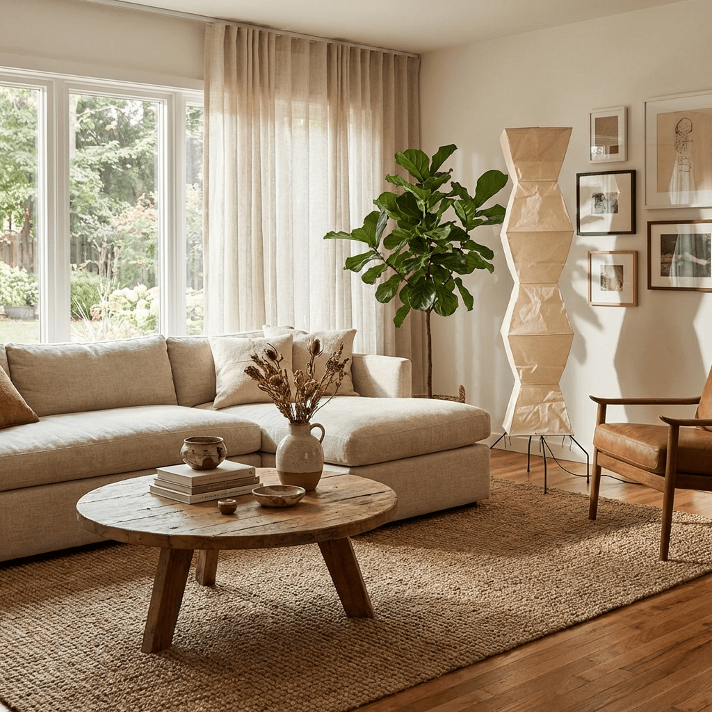 Japandi White Rice Paper Floor Lamp – Bamboo Rib