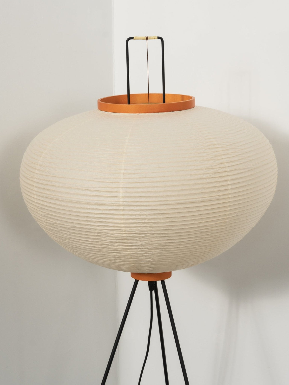 Japandi White Rice Paper Floor Lamp – Bamboo Rib
