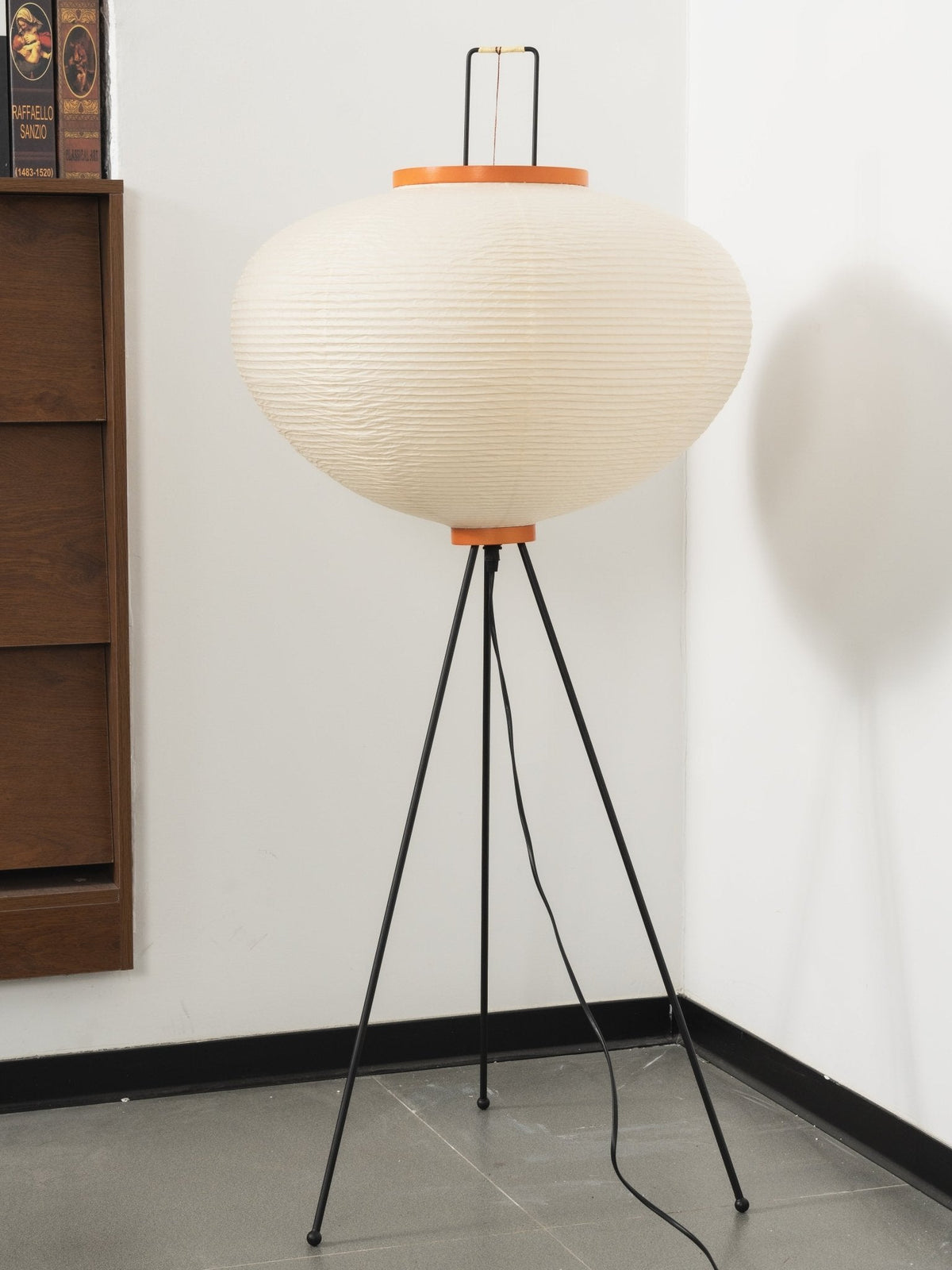 Japandi White Rice Paper Floor Lamp – Bamboo Rib