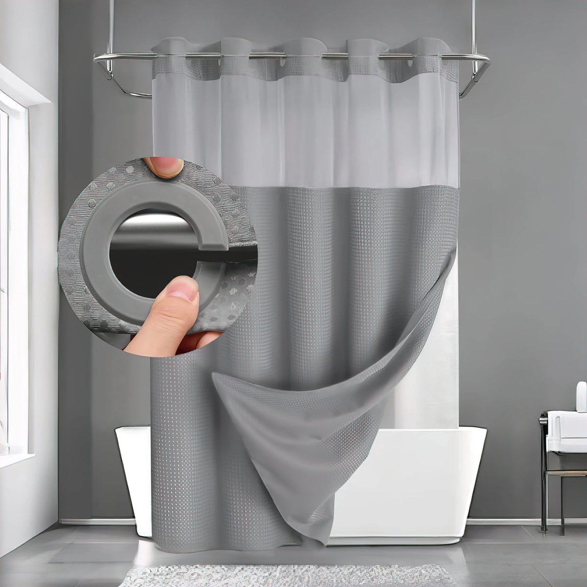 Fenoss® No Hook Shower Curtain