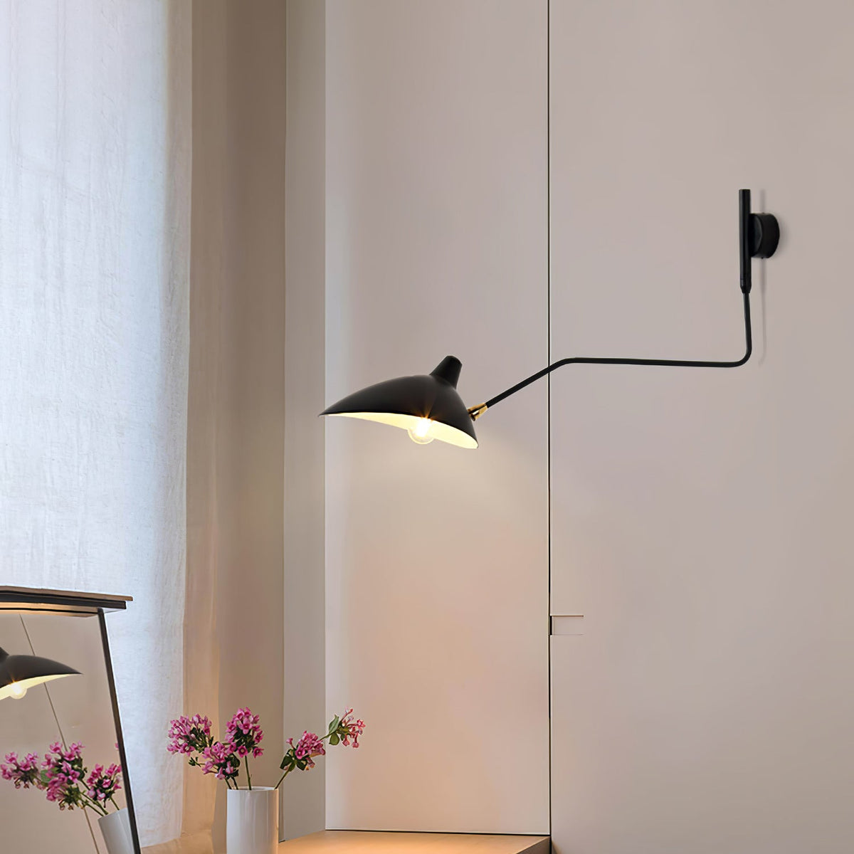 Mid-Century Metal Wall Sconce – Rotating Swing Arm