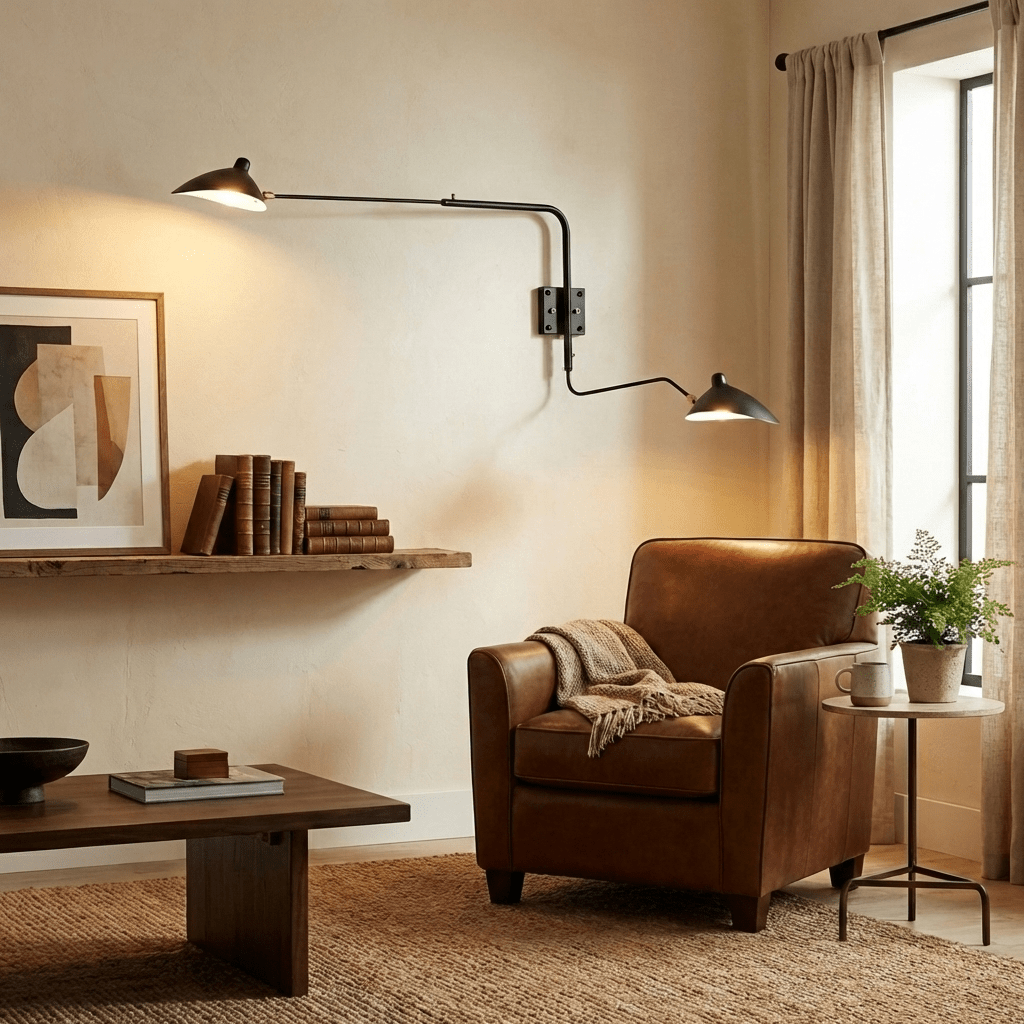 Mid-Century Metal Wall Sconce – Rotating Swing Arm