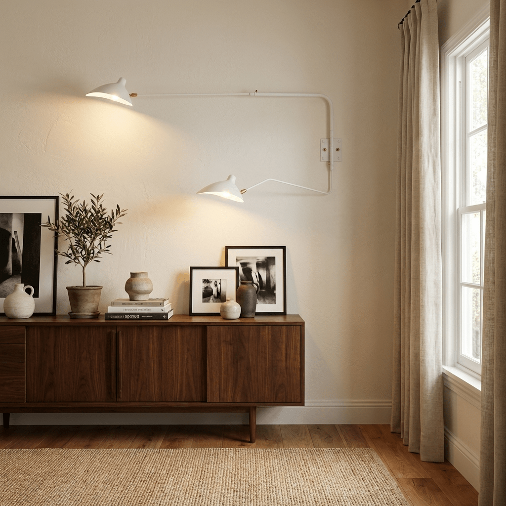 Mid-Century Metal Wall Sconce – Rotating Swing Arm