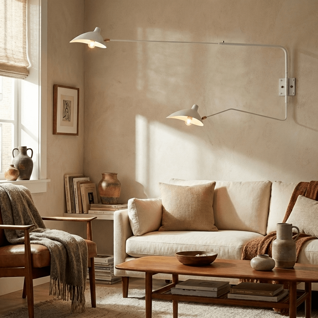 Mid-Century Metal Wall Sconce – Rotating Swing Arm