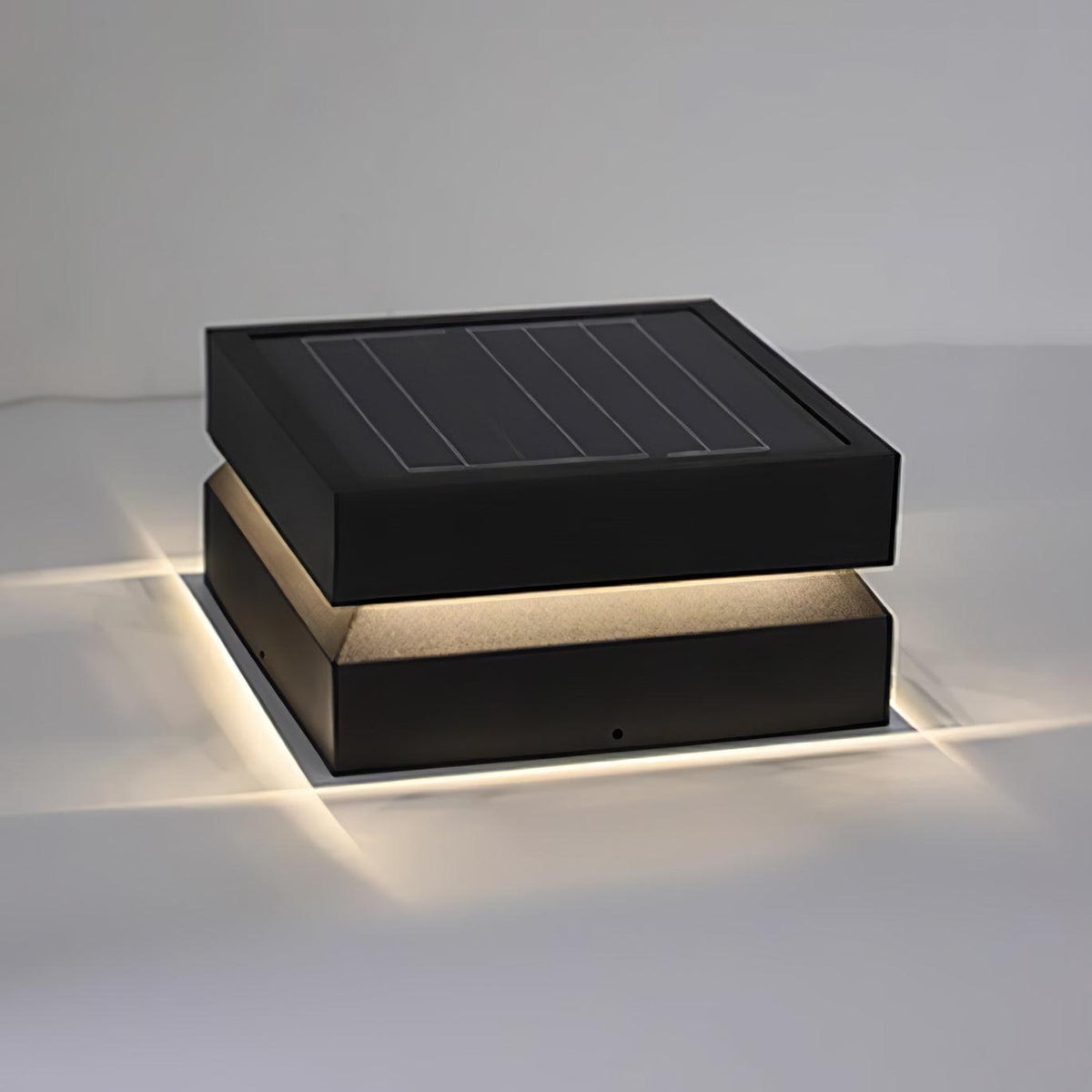 Modern Grey Square Post Light – Low Pillar Light for Gate