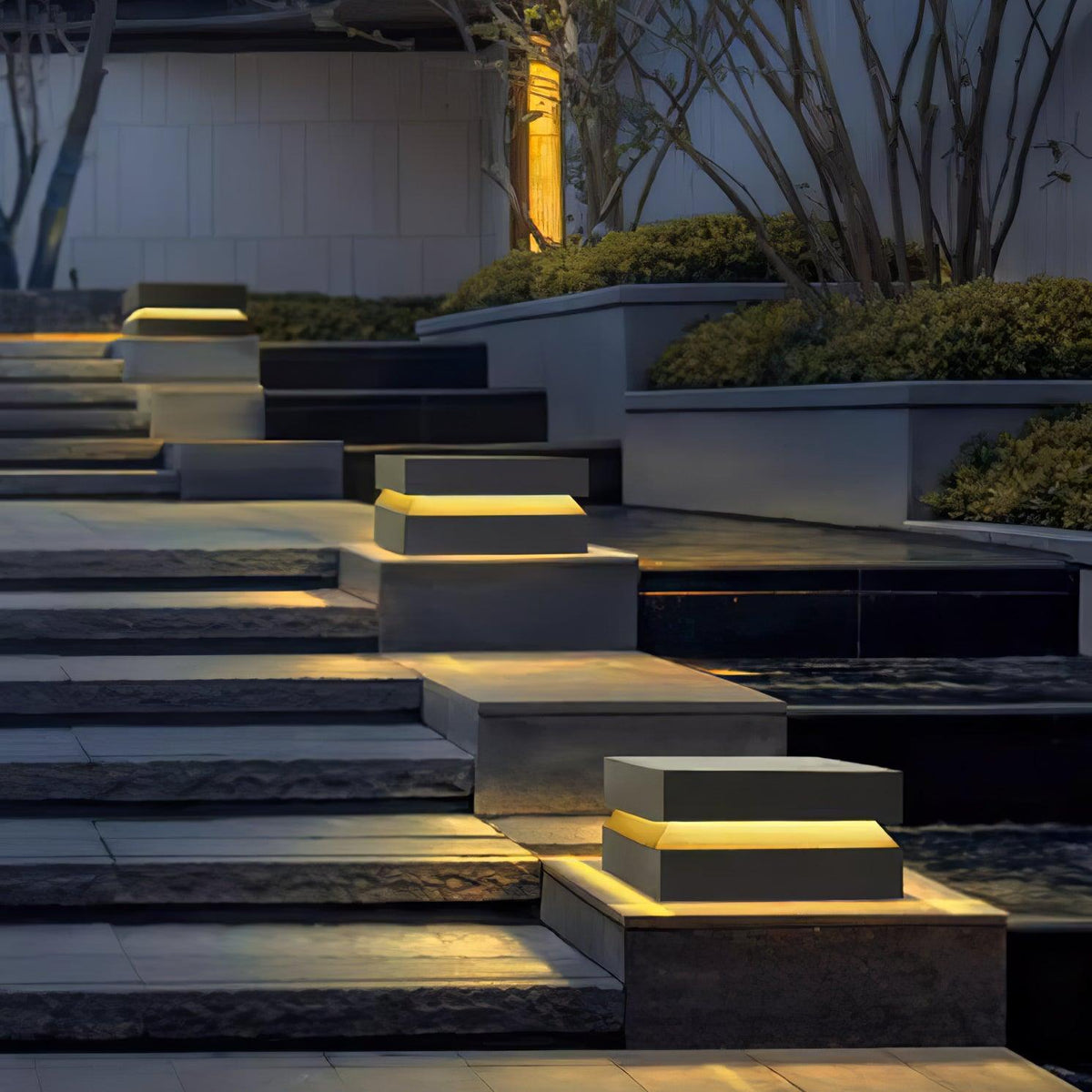 Modern Grey Square Post Light – Low Pillar Light for Gate