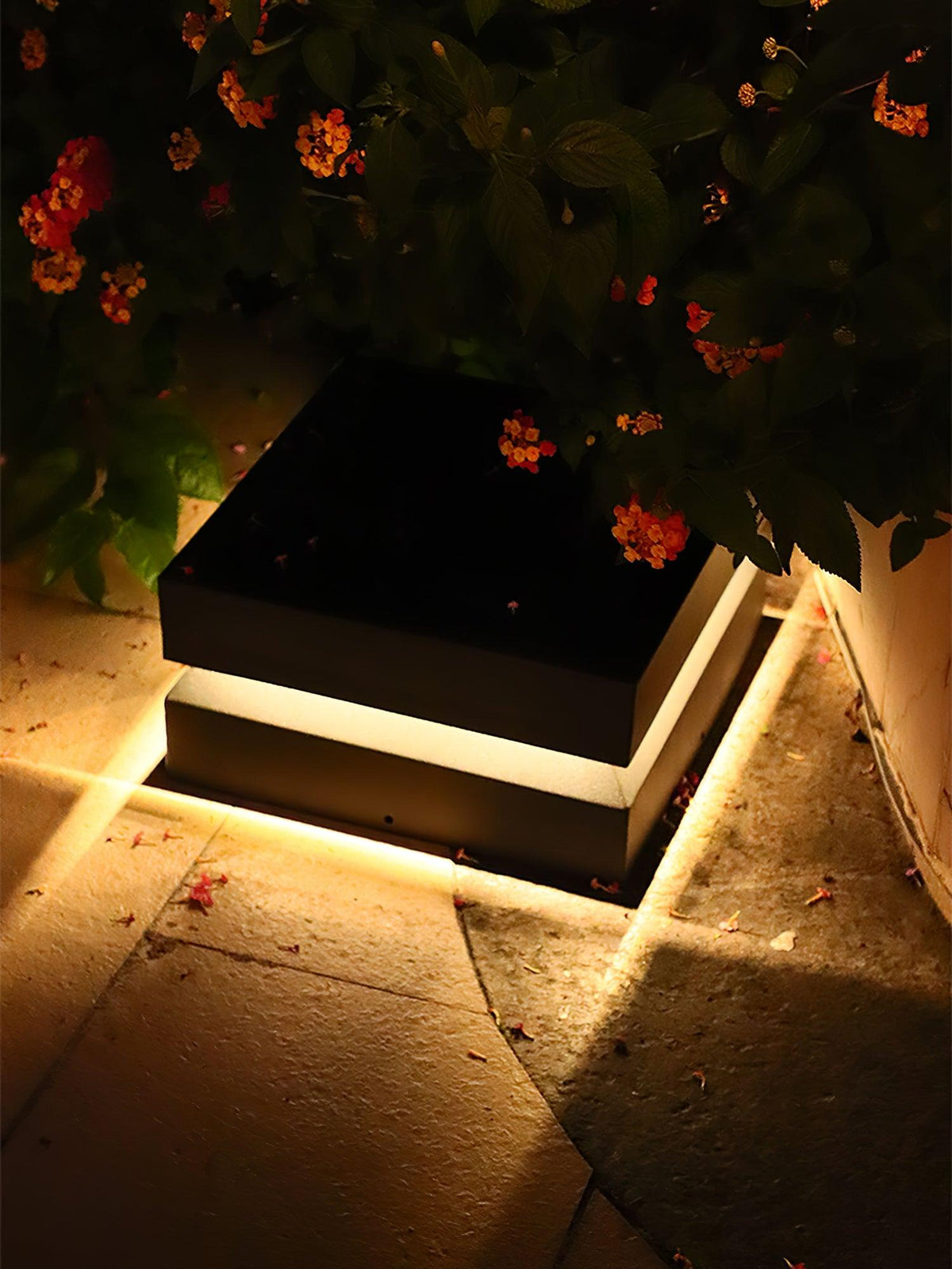 Modern Grey Square Post Light – Low Pillar Light for Gate