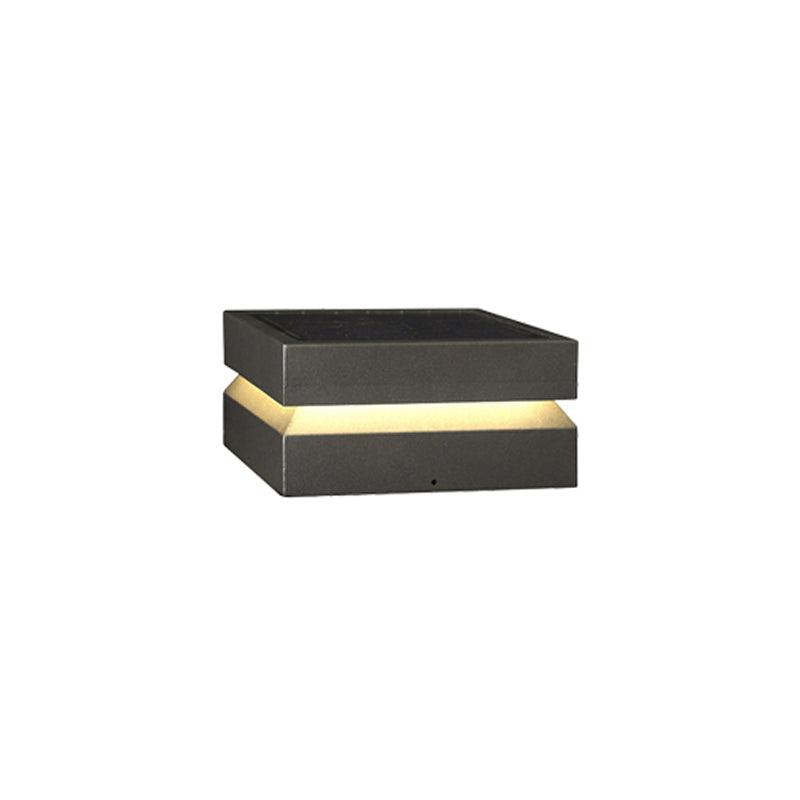Modern Grey Square Post Light – Low Pillar Light for Gate