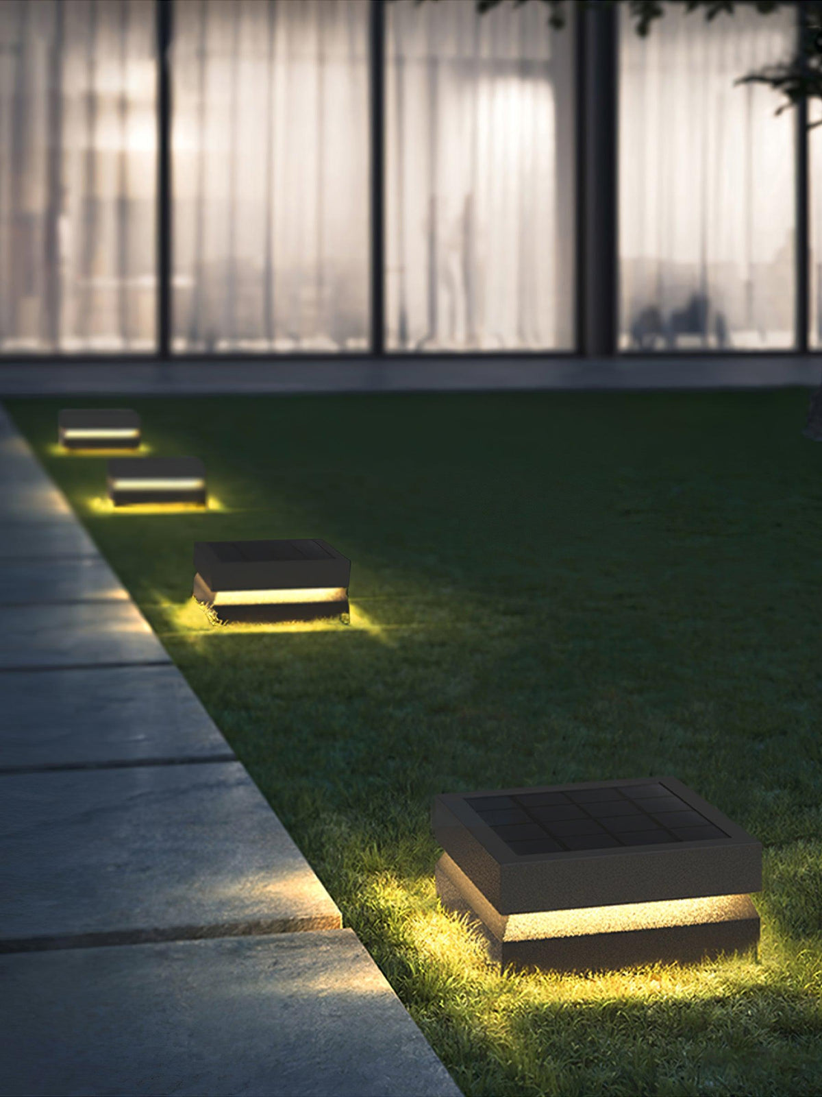 Modern Grey Square Post Light – Low Pillar Light for Gate