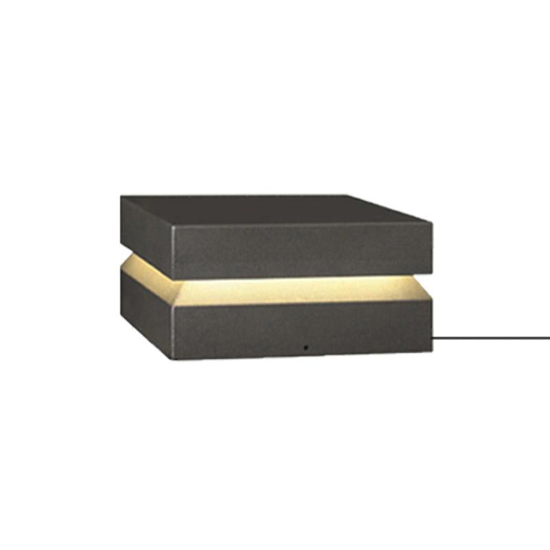 Modern Grey Square Post Light – Low Pillar Light for Gate
