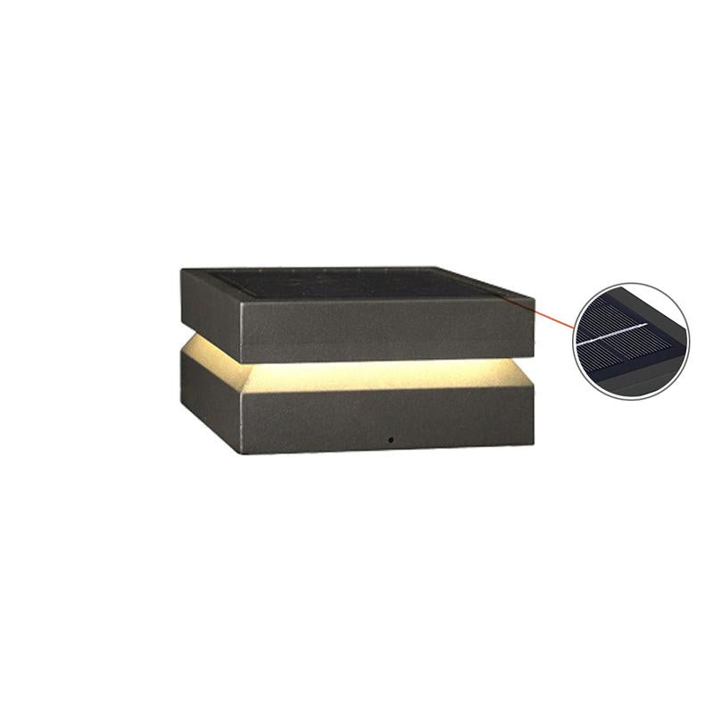 Modern Grey Square Post Light – Low Pillar Light for Gate