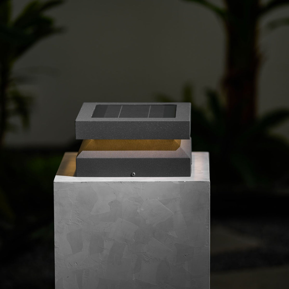 Modern Grey Square Post Light – Low Pillar Light for Gate