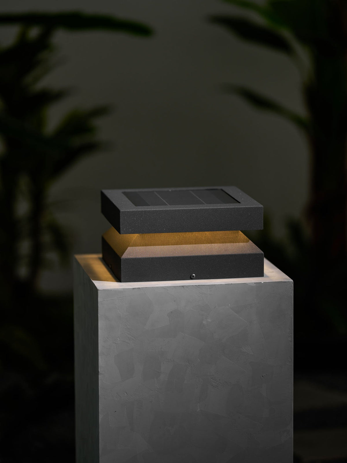 Modern Grey Square Post Light – Low Pillar Light for Gate