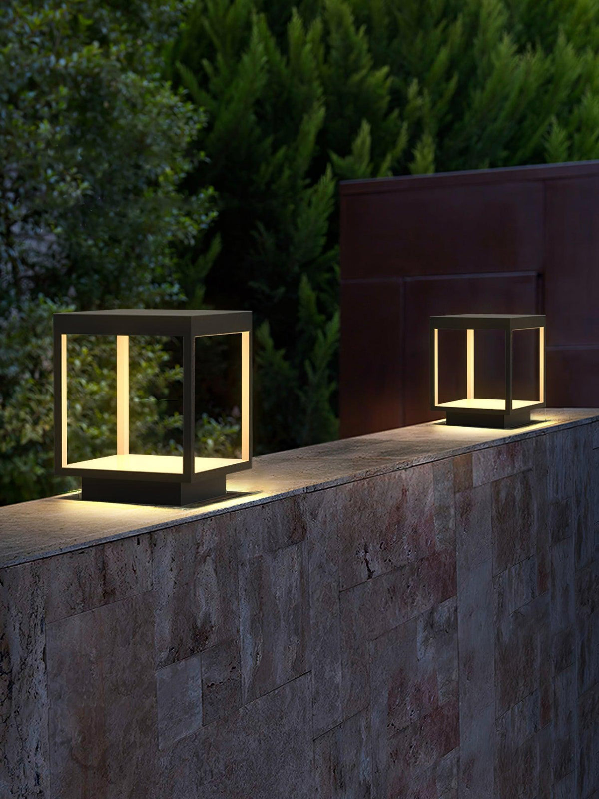 Modern Silver Frame Post Light – Pillar Light for Patio