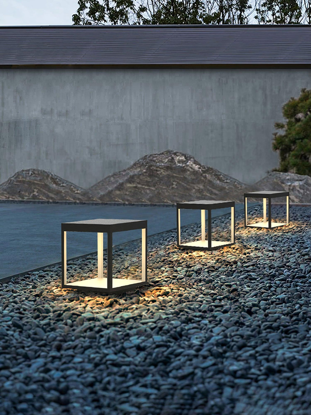 Modern Silver Frame Post Light – Pillar Light for Patio