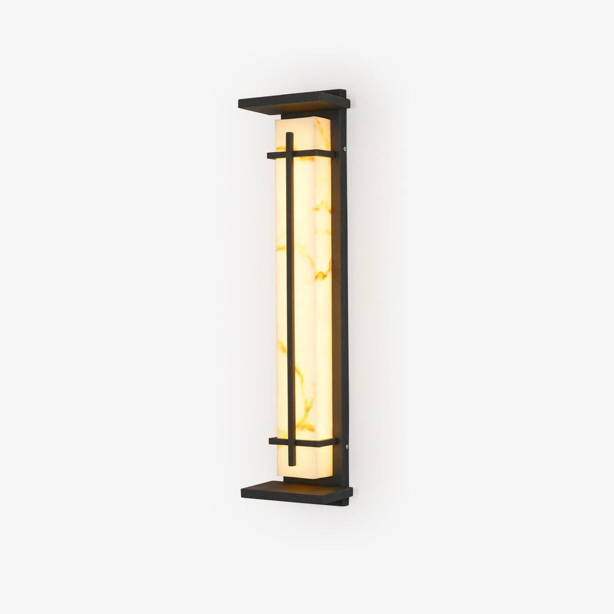 Modern Black Alabaster Wall Light – Tall Sconce for Porch