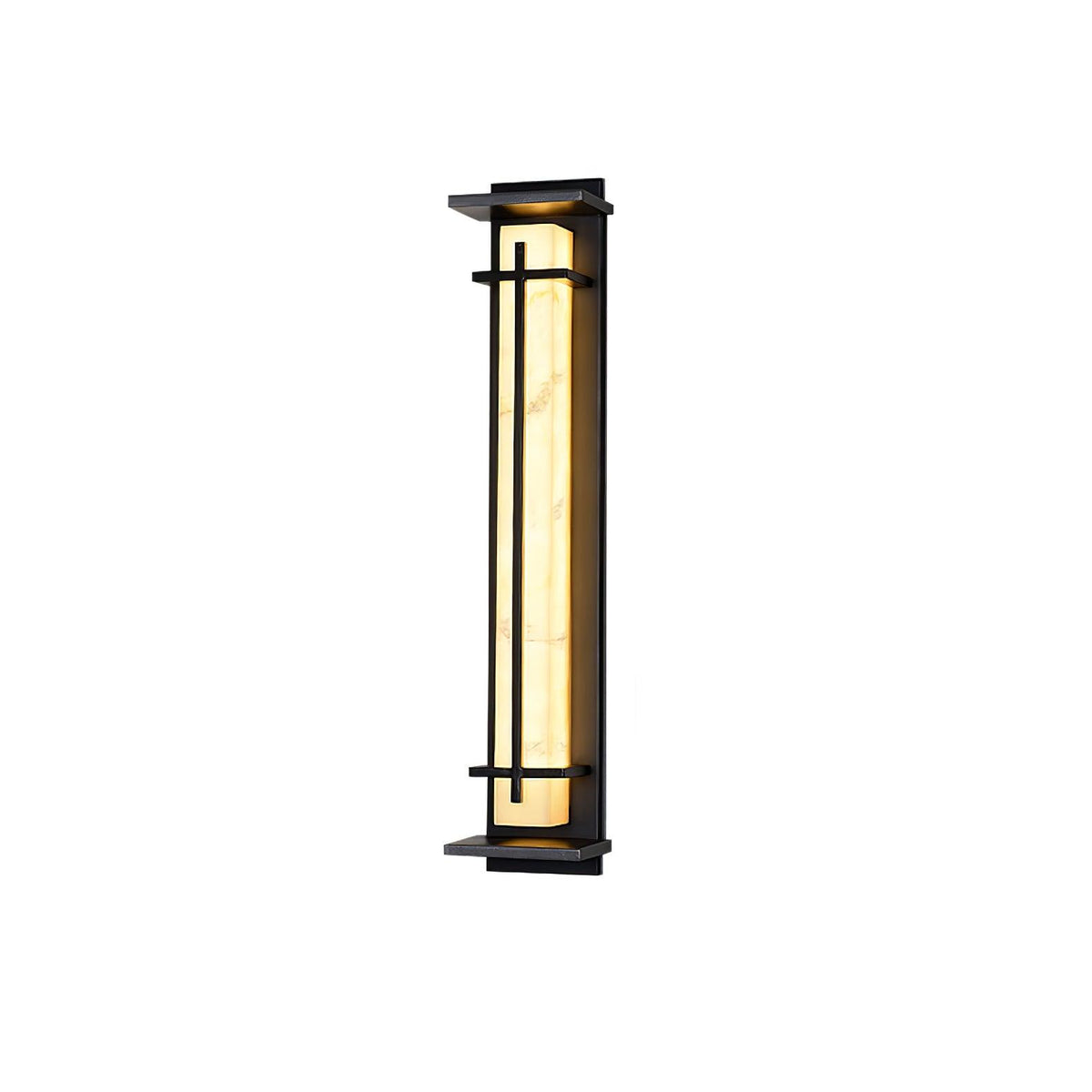 Modern Black Alabaster Wall Light – Tall Sconce for Porch