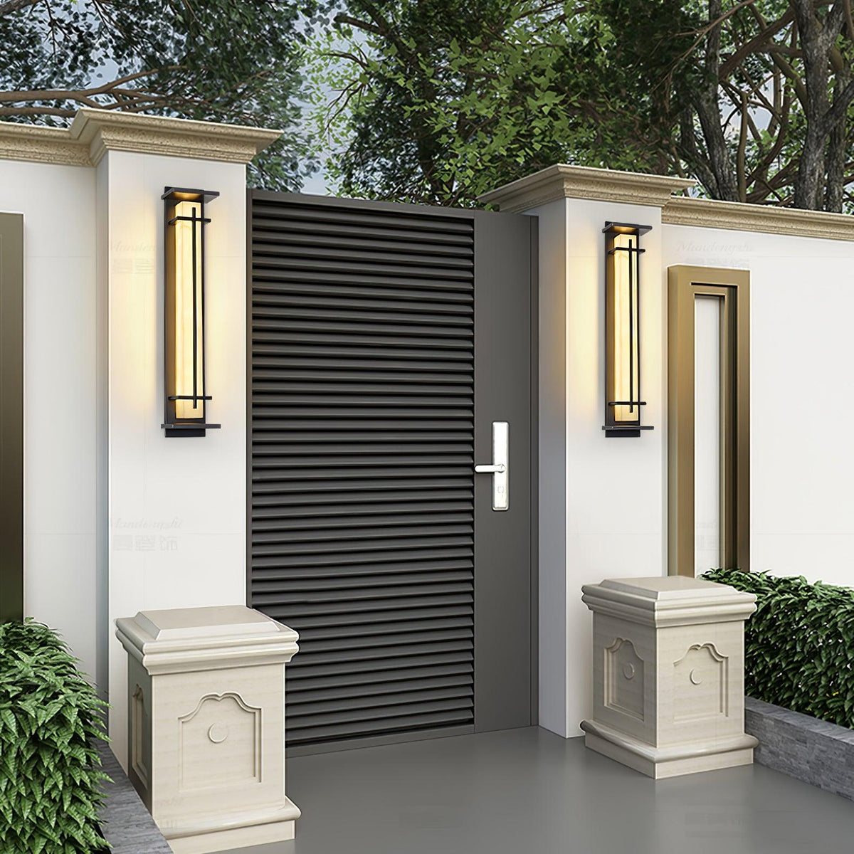 Modern Black Alabaster Wall Light – Tall Sconce for Porch
