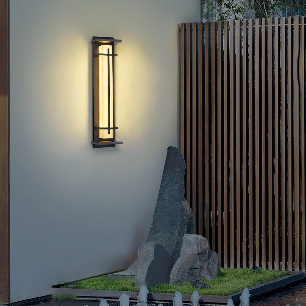 Modern Black Alabaster Wall Light – Tall Sconce for Porch