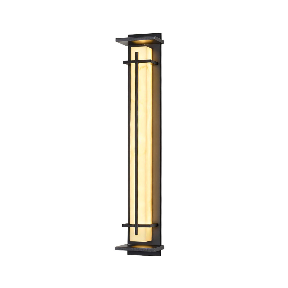 Modern Black Alabaster Wall Light – Tall Sconce for Porch