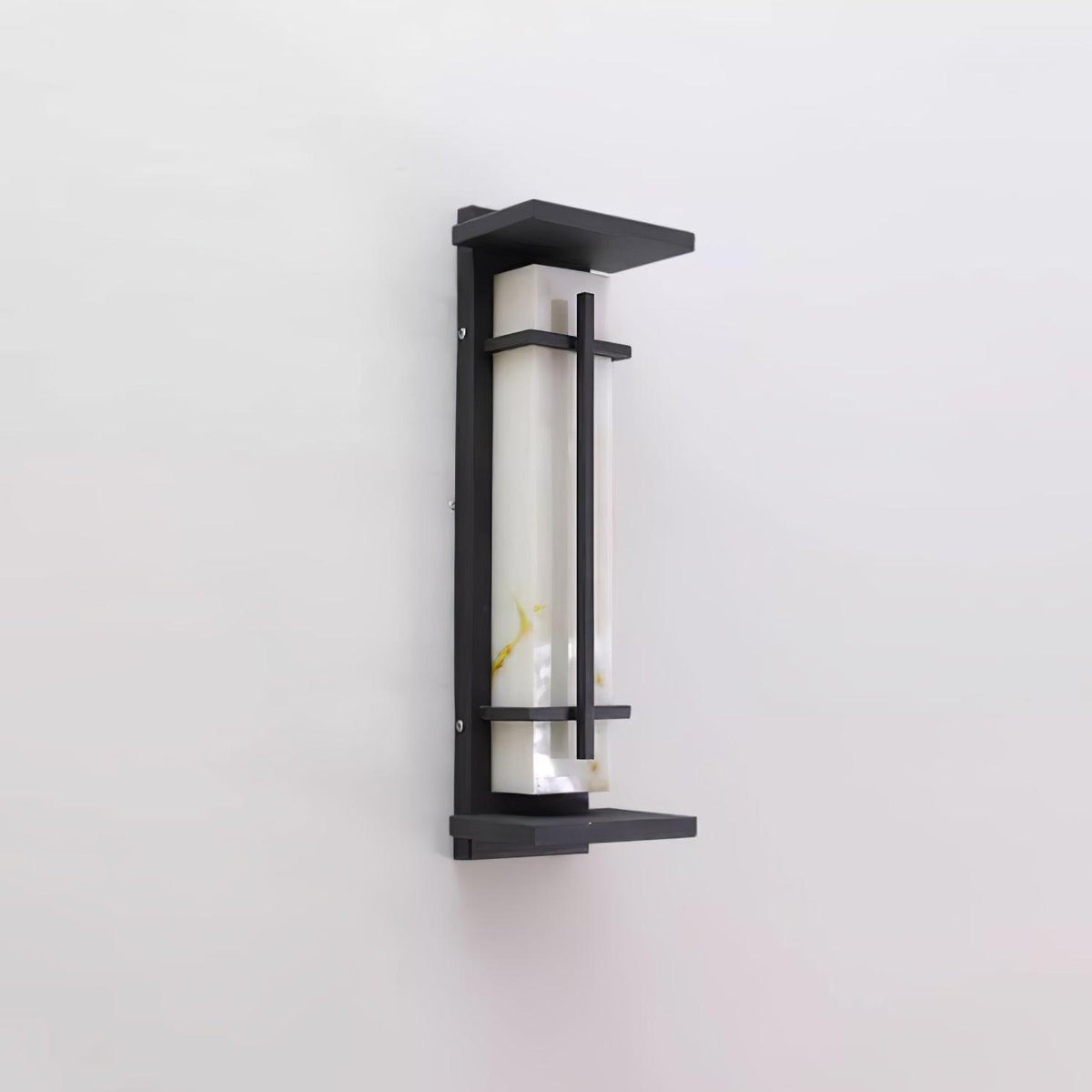 Modern Black Alabaster Wall Light – Tall Sconce for Porch