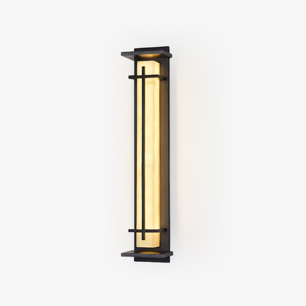 Modern Black Alabaster Wall Light – Tall Sconce for Porch