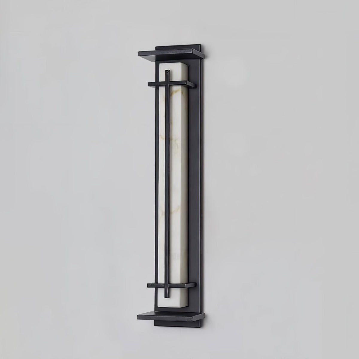 Modern Black Alabaster Wall Light – Tall Sconce for Porch