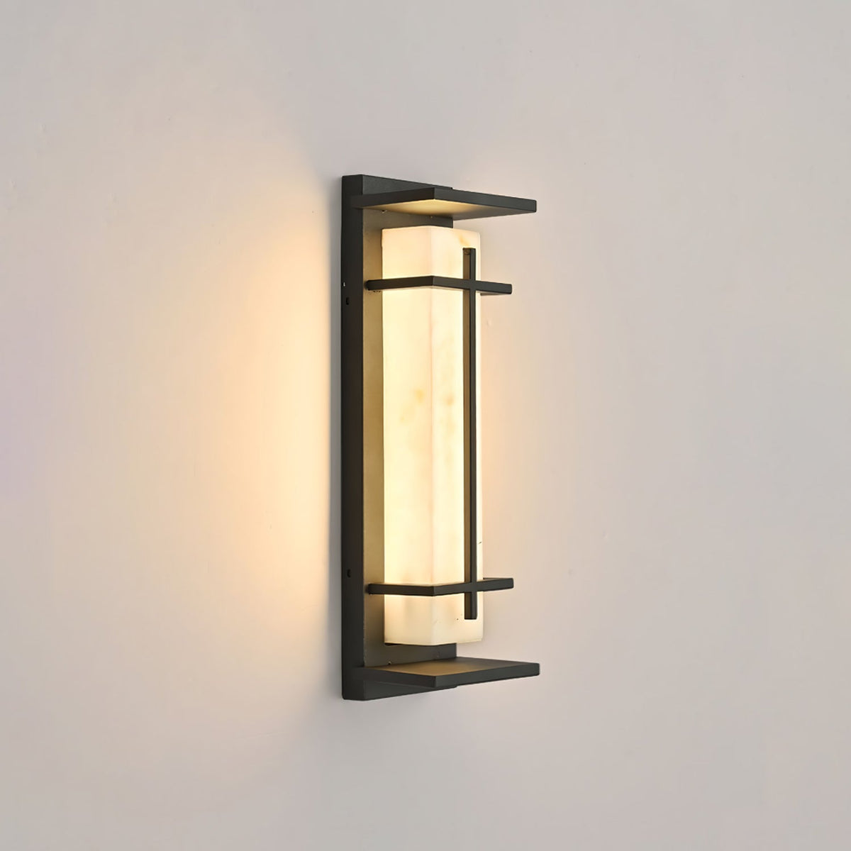 Modern Black Alabaster Wall Light – Tall Sconce for Porch