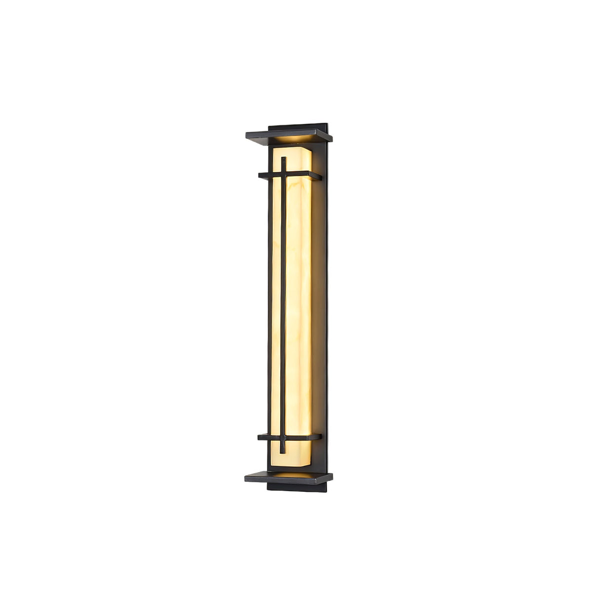 Modern Black Alabaster Wall Light – Tall Sconce for Porch
