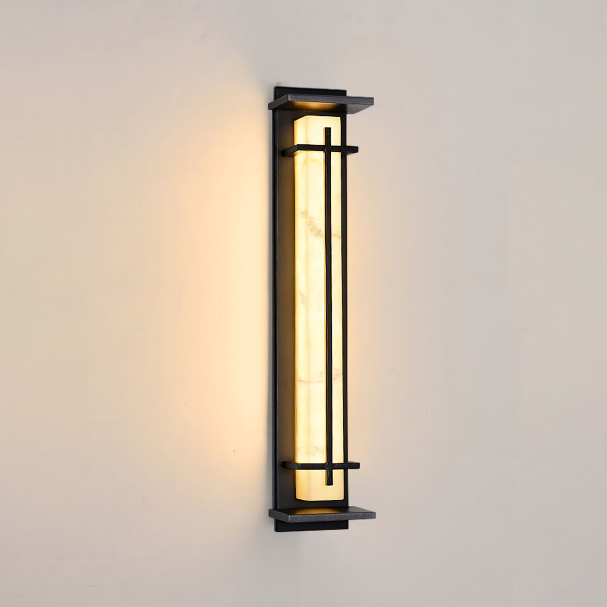 Modern Black Alabaster Wall Light – Tall Sconce for Porch