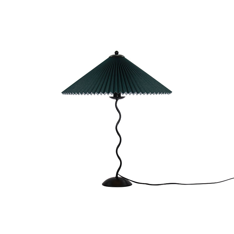 Modern Black Metal Table Lamp – Wavy Pleated Shade